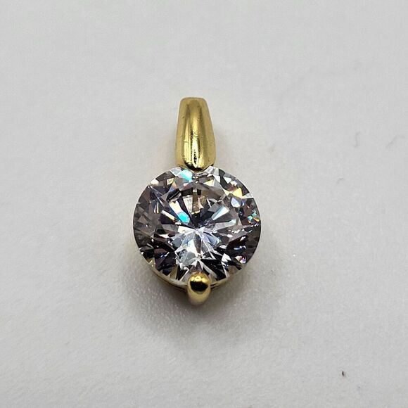 Sterling Silver 2 Carat Crystal S925 R1D Solitaire Pendant 0.5in 1.5g - Picture 4 of 4